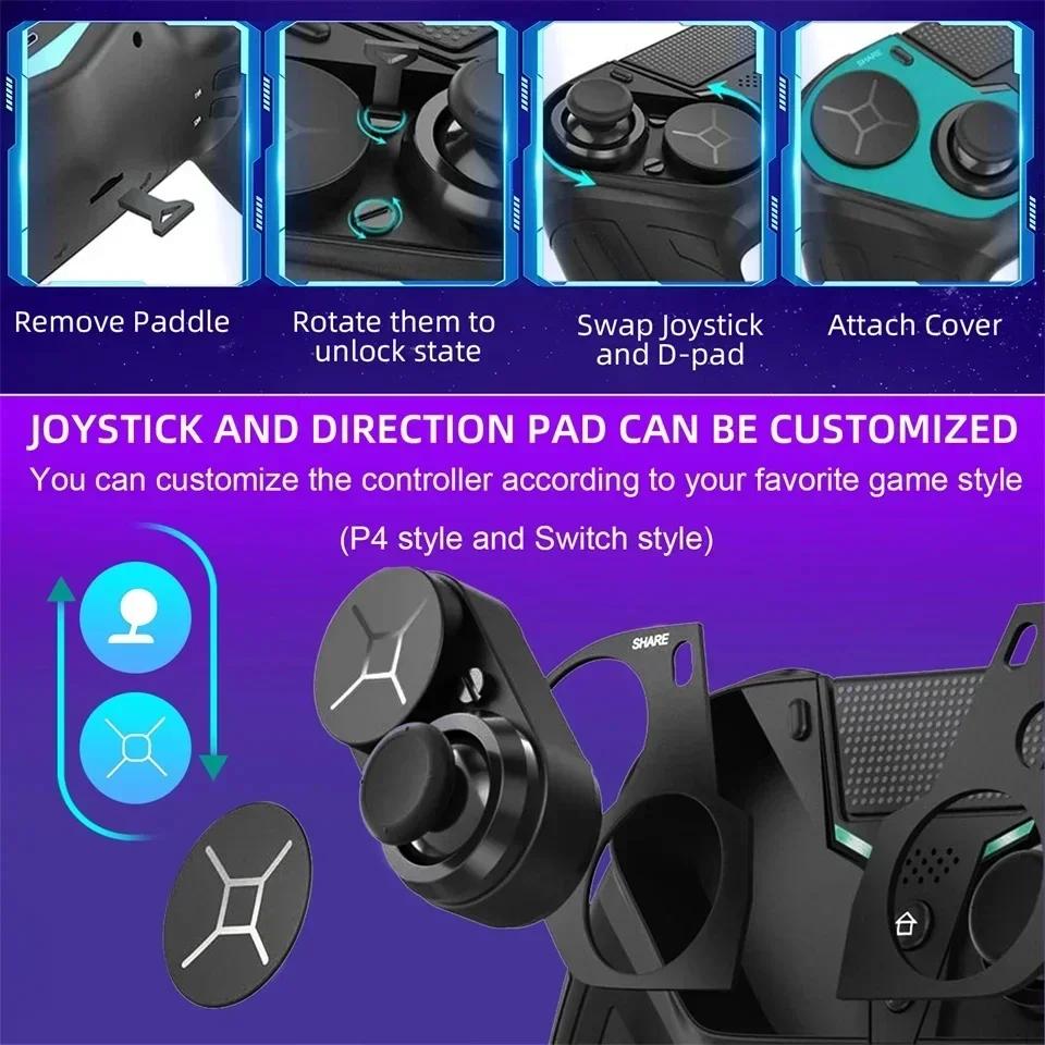 Беспроводной контроллер Dual Vibration Bluetooth Геймпад с программируемой функцией Turbo для консоли PS4 ПК Джойстик