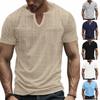 Мужская футболка-henley с коротким рукавом, нагрудным карманом, повседневная, из легкой текстурированной ткани, с вырезом