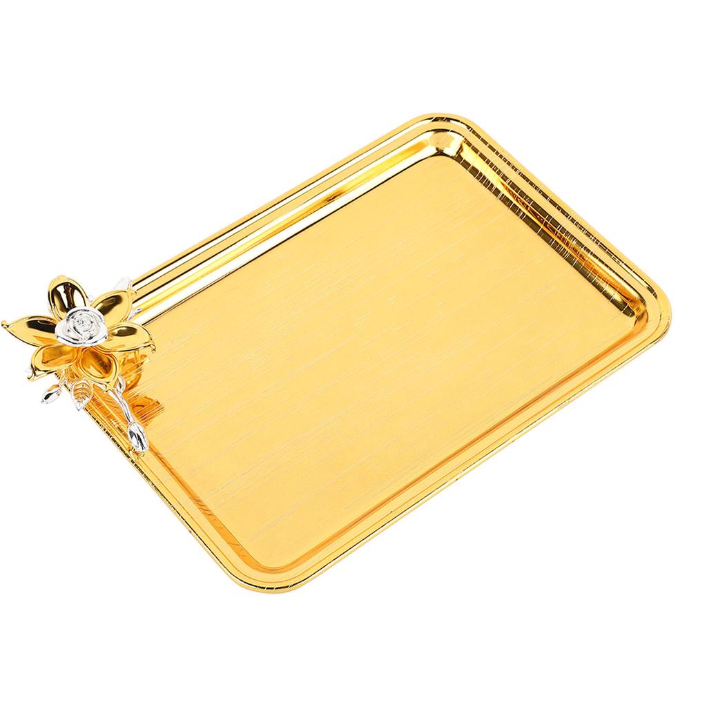 Поднос для сервировки стола в европейском стиле, декоративный прямоугольный поднос для подачи еды в стиле легкой роскоши с цветочным