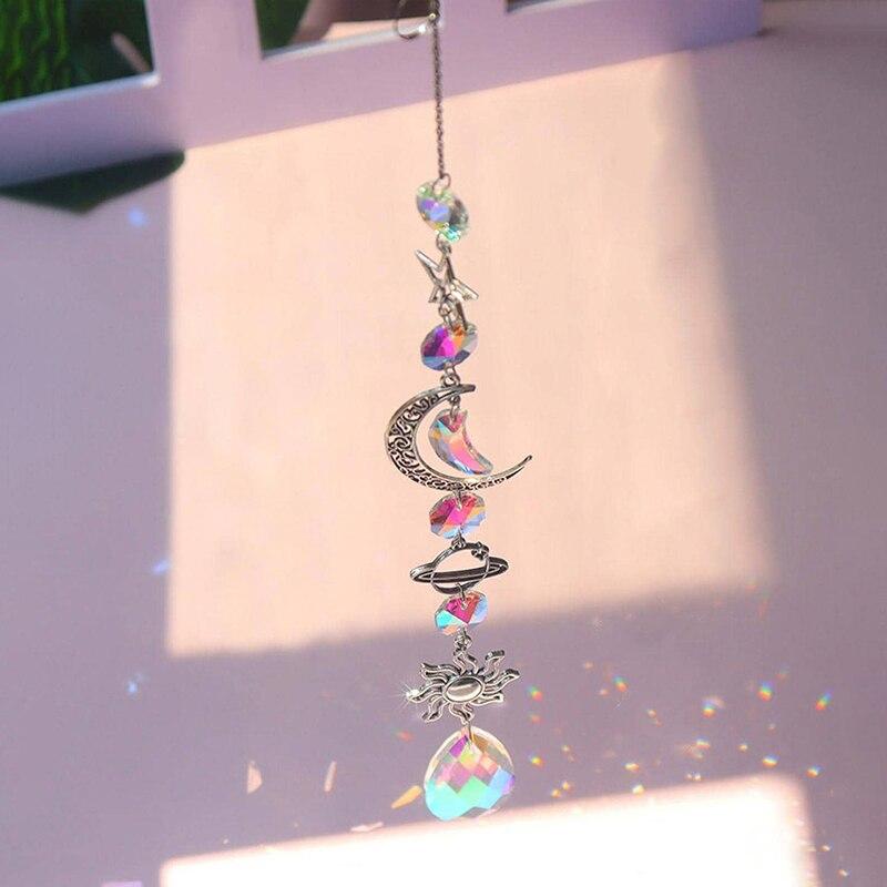 1 Pc Galaxy Star Moon Crystal Wind Chime Pendant for Home Decor Outdoor Garden Suncatcher Holiday Party Supplies