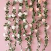 Artificial Rose Vine Flowers 6.5ft Fake Silk Rose Hanging Flower Garland Ivy Plant for Home Wedding Party Garden Wall Decoration