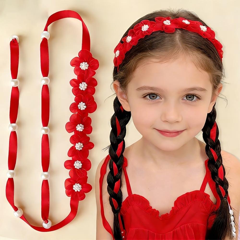 Boho Style Braided Hair Ribbon Organza Lace Hair Accessories Cute Girls Hair Headband  Dress Up
