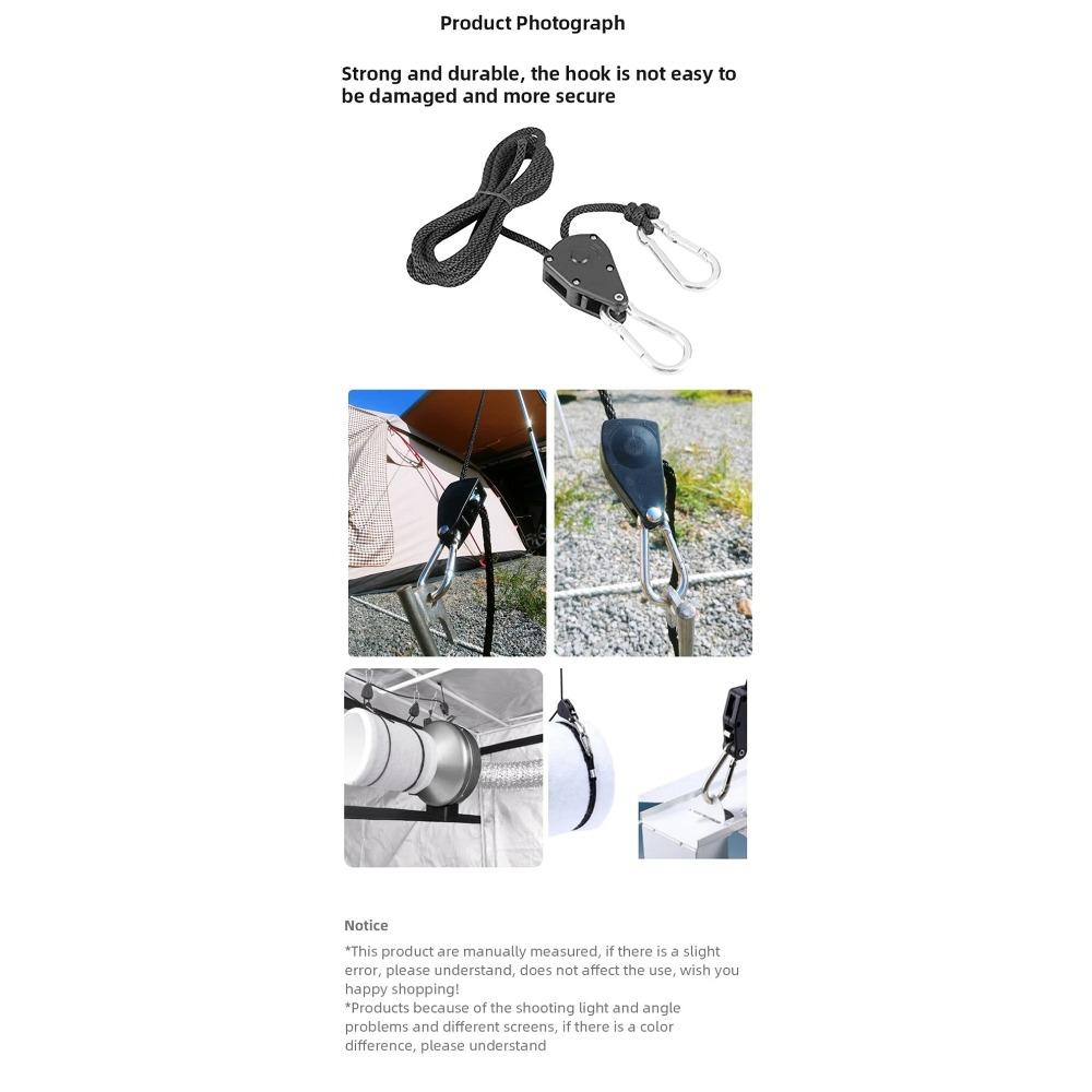4pcs Awning Wind Rope 8 Inch Adjustable Lanyard Hanging for Tent Fan Grow Plant Lamp Pulley Ropes Pulley Lifting Pulley Hook