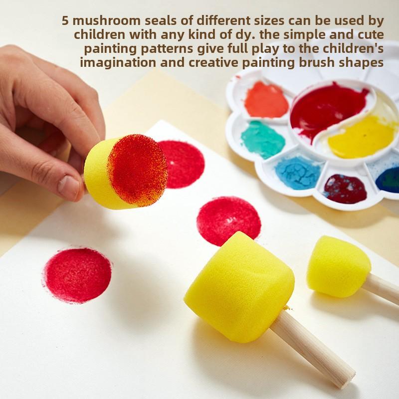 Набор из 10 предметов, деревянная ручка, грибовидная головка, губчатая кисть, детский набор для самостоятельной рисования, краска для граффити, создание уникальной художественной кисти