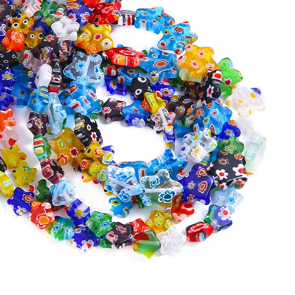 6/8/10/12 мм разноцветные зимние бусины со звездами, свободные глазурованные стеклянные бусины лэмпворк для изготовления ювелирных изделий