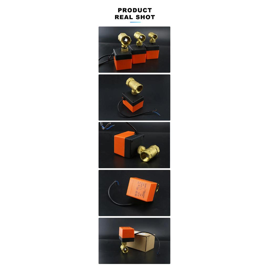 Motorized Brass Ball Valve Electric 2-Way/3-Way DN15-DN20 12V 24V 220V HVAC Fan Coil Solar PTFE IP65 Actuator