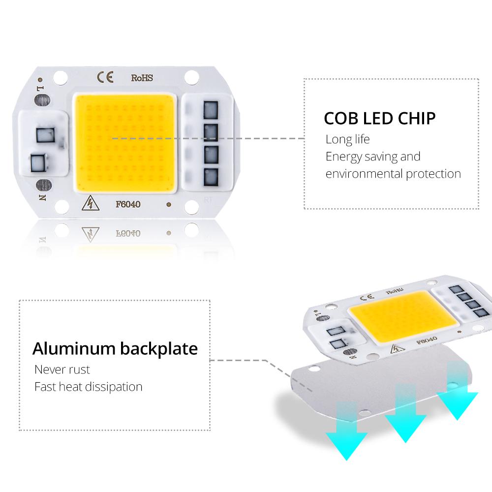 3 шт. Реальная мощность 220 В 110 В COB LED чип 50 Вт 30 Вт 20 Вт Смарт IC COB диод LED бусины DIY прожектор прожектор F6040 Не нужен драйвер
