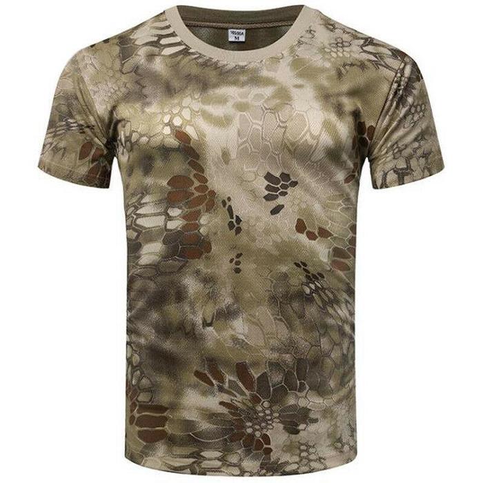 Mens Military Tactical Camouflage Camo T-Shirt Army Combat Summer Muscle Tee Top