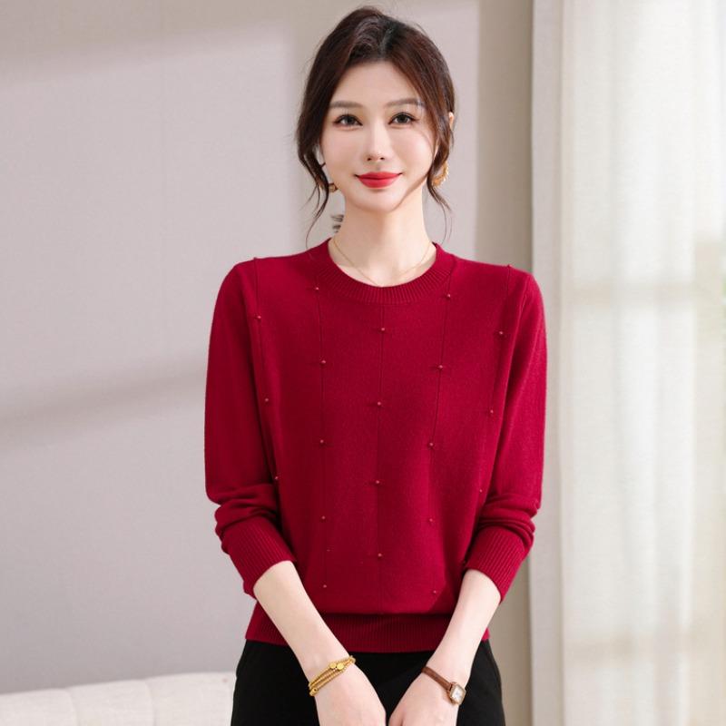 New Middle-aged and Elderly Women's Spring, Autumn and Winter Long-sleeved Mother Sweater Shirt Loose Large Size Middle-aged Knitted Sweater
