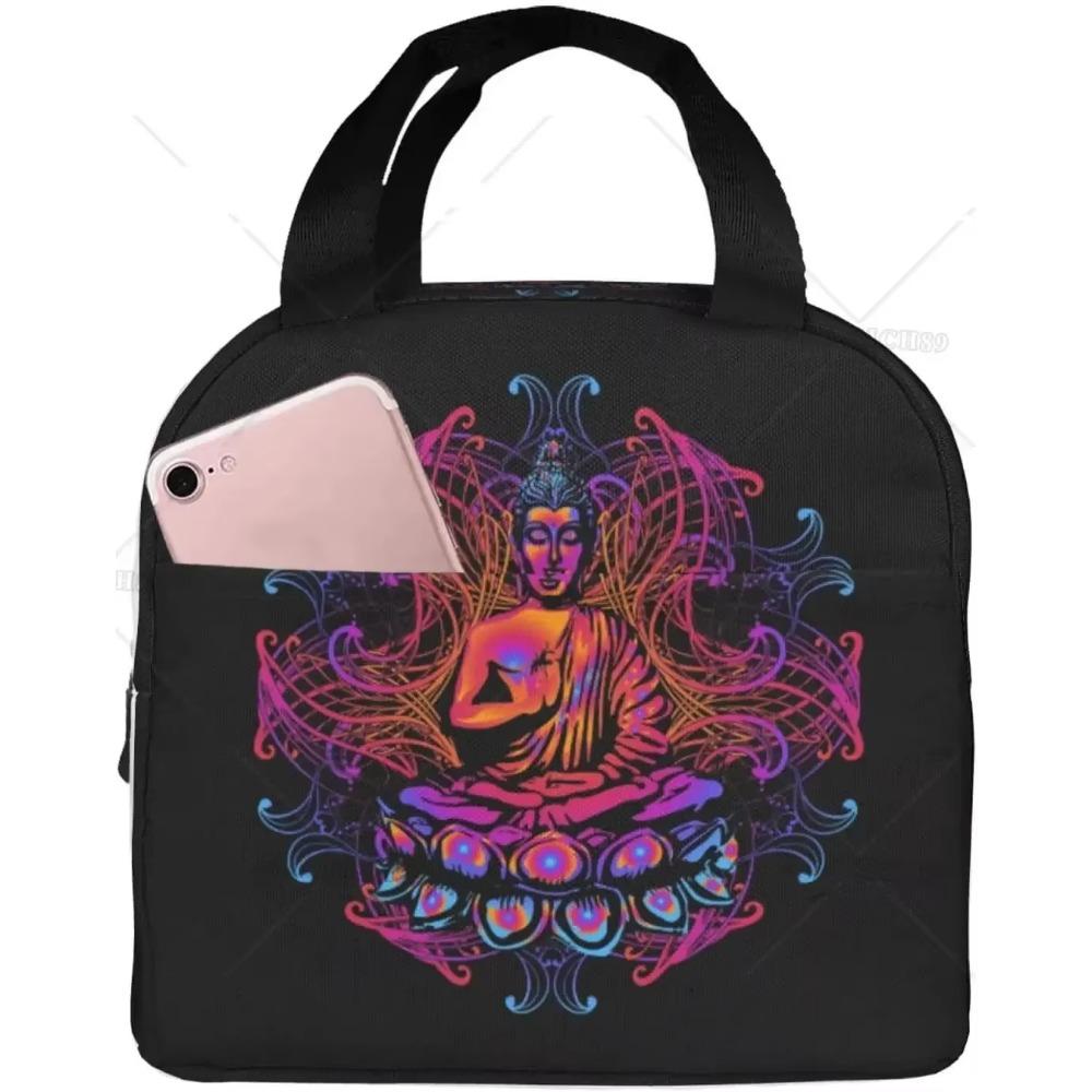 Mandala Boho Crescent Moon Sun Dreamcatcher Lunch Bag Waterproof Portable Tote Bag for Fashion Lunch Box with Zip Closure