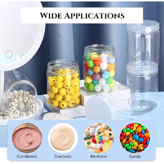 Aoriher 48 шт. 8 унций Пластиковые банки-масонки с крышками Круглые прозрачные пластиковые банки Контейнеры Многоразовые Маленькие пустые контейнеры для хранения Пищевые контейнеры для