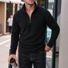 Men S Fleece Half Zip Solid Color Stand Collar Sweatshirt
