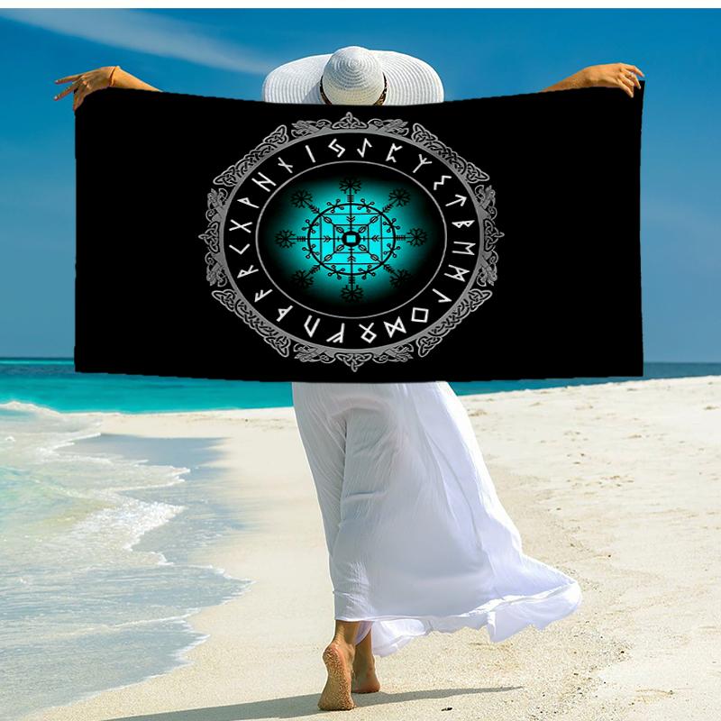 Viking Runes & Tree of Life Fashion Beach Towel: Ideal for Summer Adventures Soft, absorbent and quick drying suitable for swimming and bathing