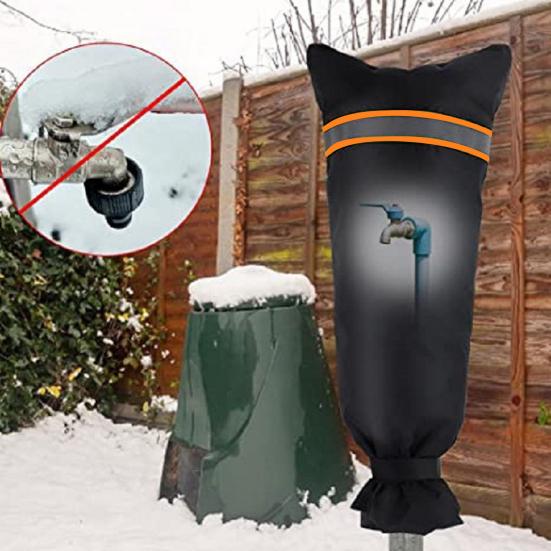 Winter Outdoor Faucet Cover Waterproof Oxford Cloth Reflective Garden Lawn Hose Bib Hydrant Pipe Faucet Freeze Protection Black Insulation Cover