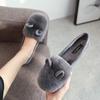 Модные милые меховые балетки с кроличьими ушками для женщин, большие размеры 34-43, лоферы из гладкого меха, зимняя теплая хлопковая обувь для босой ноги, женские мокасины из овчины