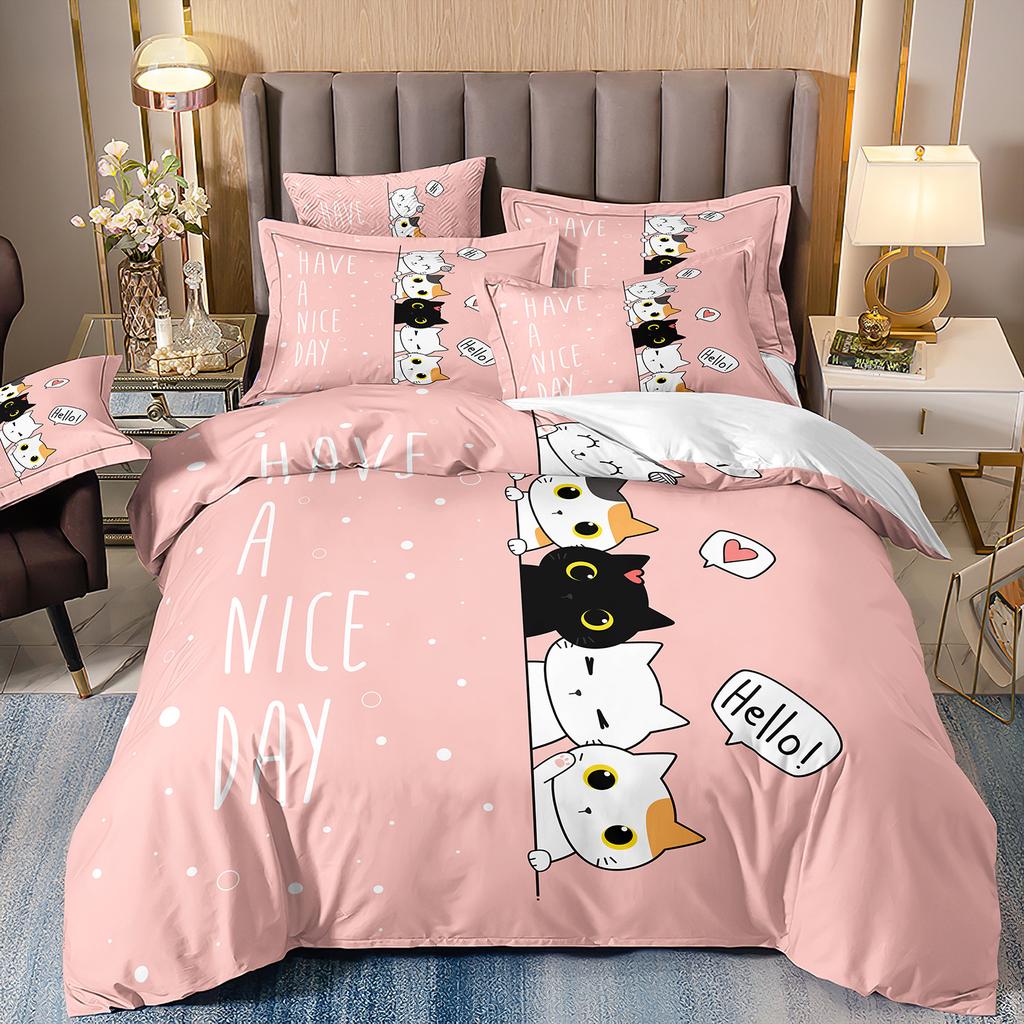 Комплект постельного белья с 3D милыми волками, кошкой и собакой, милый пододеяльник, пододеяльник, покрывало в этническом стиле с дикими животными и наволочками
