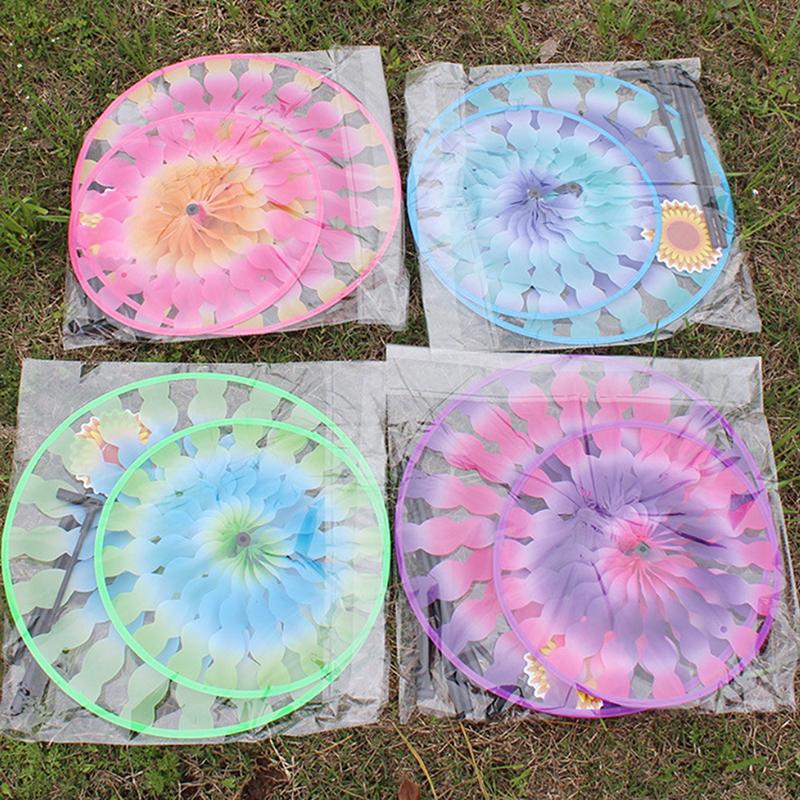 1 шт. Красочная двухслойная ветряная мельница на колышках, изысканный садовый ветряк, украшение для двора, для детских уличных посиделок, для газона