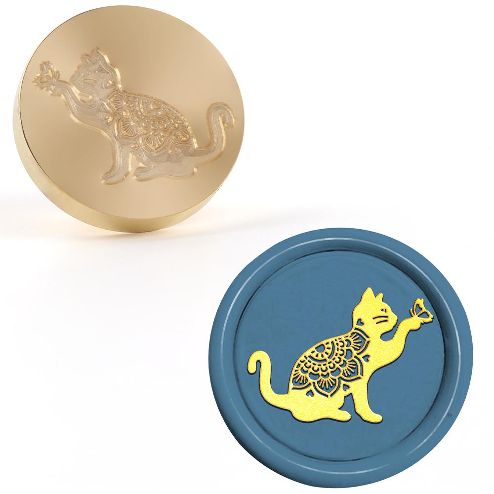 Новая серия «Кошки» Сургучные печати Печати для сургуча 25 мм Съемная латунная головка Для украшения конвертов, блокнотов, поздравительных открыток
