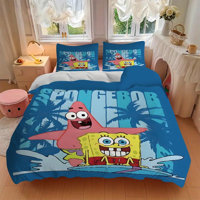 3Pcs Spongebob Patrick Adventure Bedding Sets For All Sizes New 3D Printed Bed Cover Comforter Duvet Cover Pillowcase Bedroom Decoration