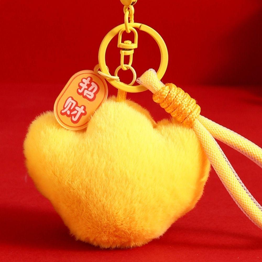Chinese Style New Year Keyring Blessing Doll Pendant Creative Plush Ingot Keychain Toys