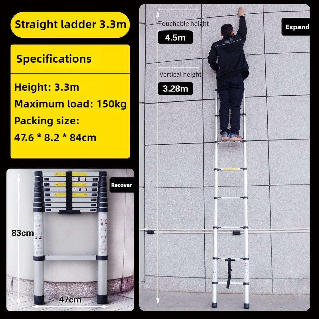 Телескопическая лестница из алюминиевого сплава, портативная инженерная лестница, бытовая односторонняя раздвижная лестница