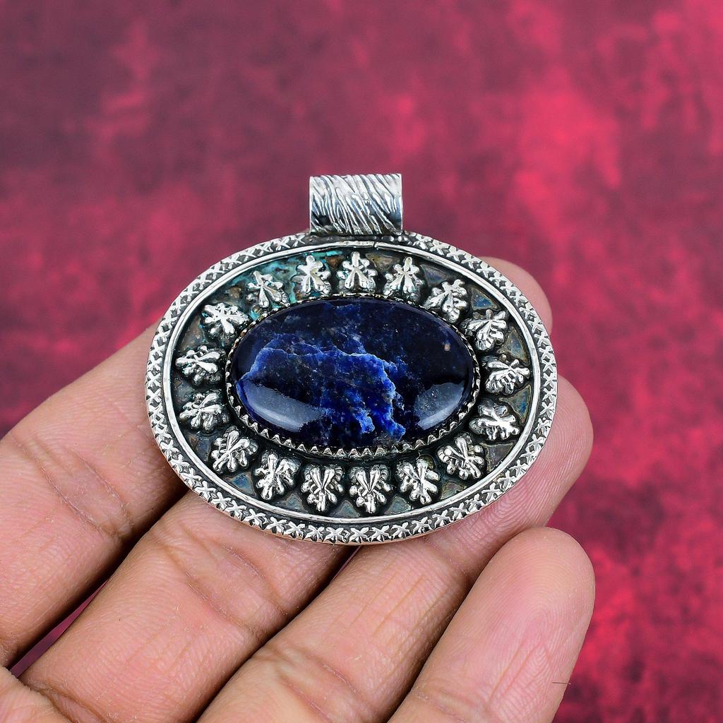 Подвеска с содалитом, драгоценный камень, 925 пробы, серебряное ювелирное украшение, ручная работа, подвеска с камнем по дате рождения, подарок для него