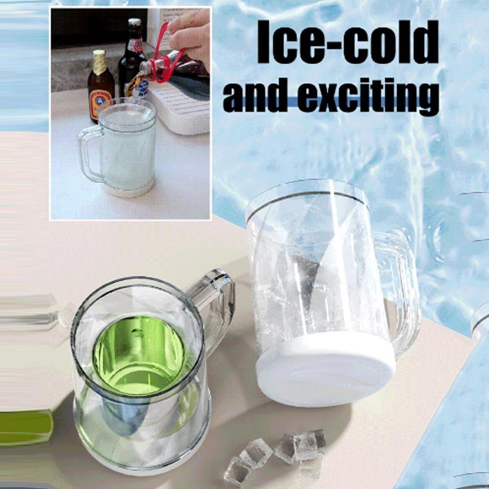 PET/PP Liquid Refrigerator Frozen Cup with Handle Freezer Beer Mugs Bar Kitchen Drinkware