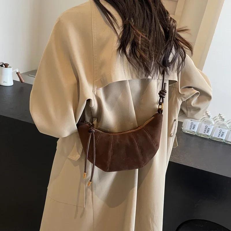 Сумки хобо из искусственной замши, супер крутые, компактные, простые, переносные сумки через плечо