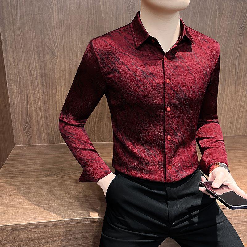 Spring and Summer New Stylish Personality Casual Printed Men's Shirt