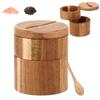 Двухслойные банки для соли и специй Банка для перца Бамбуковая коробка для приправ Горшок для хранения Деревянный контейнер для сахара Держатель Крышка Функция Многофункциональная миска