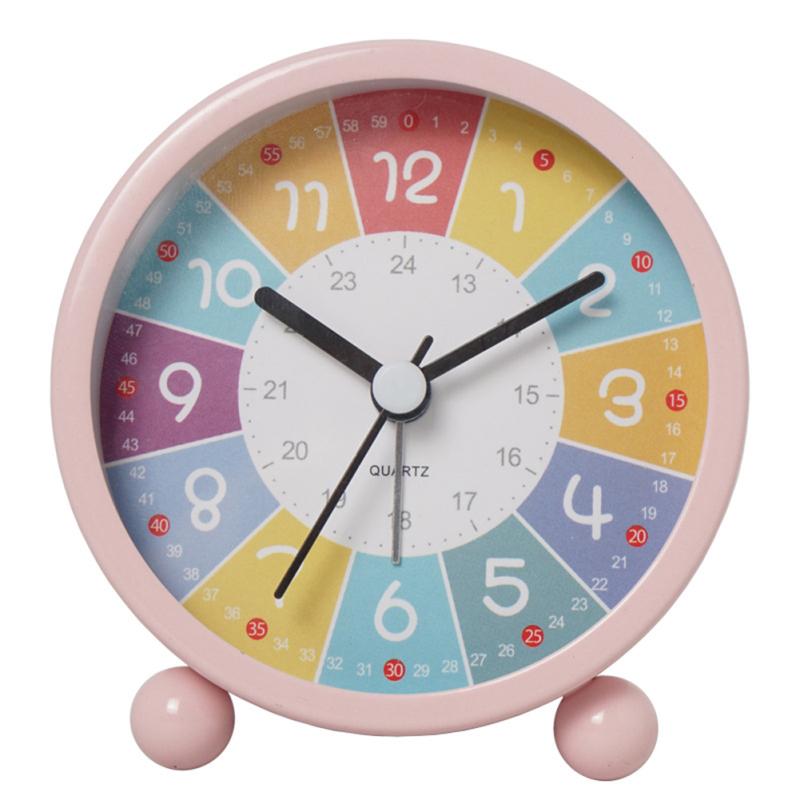 Children Rainbow Alarm Clock Cartoon Luminous Silent Non-ticking Table Clocks For Bedroom Home