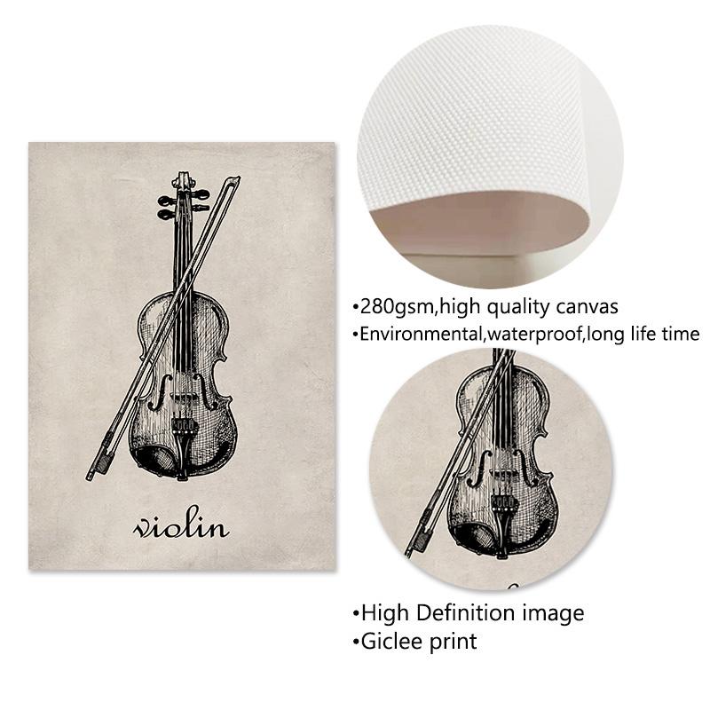 Ретро скрипка фортепиано ноты скандинавские постеры и принты холст картины настенные художественные картины для гостиной домашний декор