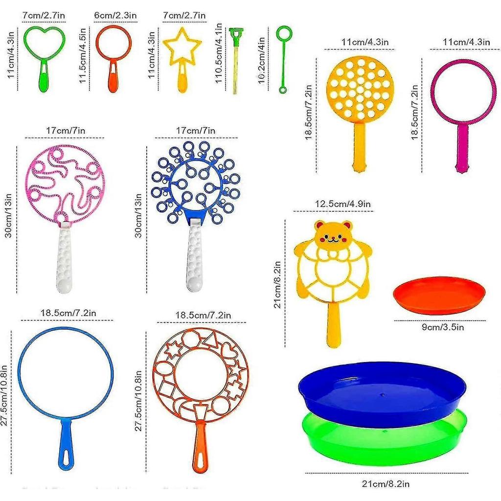 Bubble Wands Set, 15 Pack Big Bubble Wand Toys With Tray Bulk Large Bubble Making Toys For Kids Summer Bubble Toy