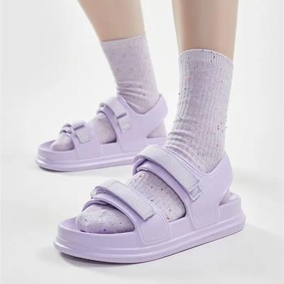 Спортивные сандалии женские Ins Tide 2024 Лето Новые сетчатые красные корейские версии женских сандалий Magic Student Flat Female Slippers