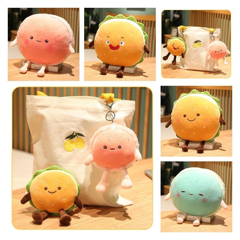 Cartoon Hamburger Plush Cushion With Short Plush Material For Home Decor And Comfort