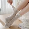 Тонкие носки с оборкой в стиле балетных, милые носки-гольфы в сетку в горошек для девочек