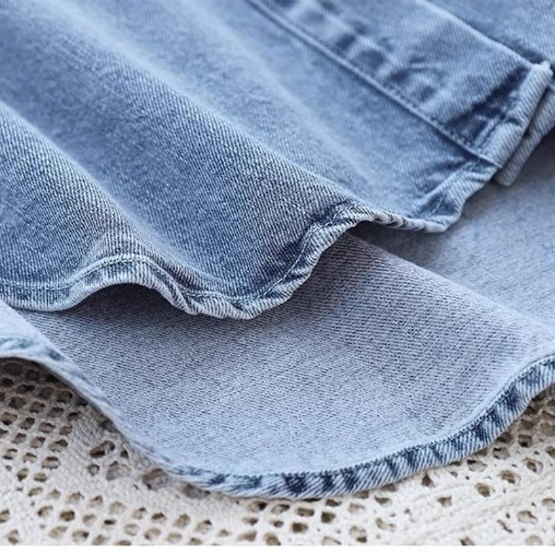 Джинсовая рубашка средней длины, женская весенняя свободная однобортная джинсовая куртка, повседневная свободная рубашка с длинными рукавами