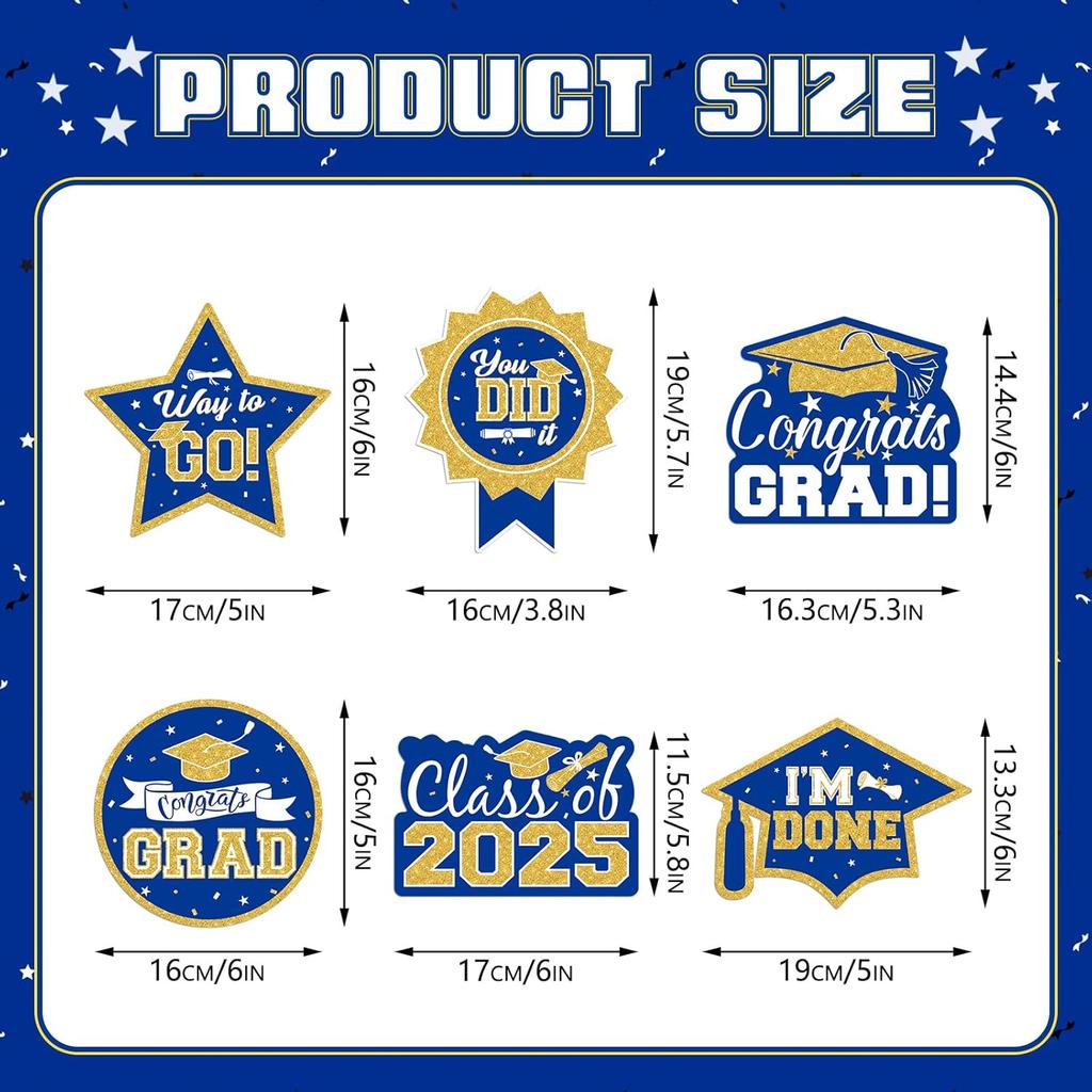 2025 Graduation Party Decorations - 30 Pcs Blue Gold Class of 2025 Congrats Grad Hanging Swirl Ceiling Decor for Home School Classroom Graduation