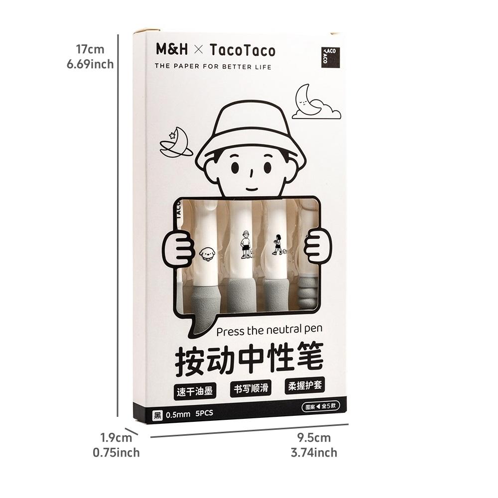 5 шт. милые мультяшные гелевые ручки набор пресс-дизайн мягкий захват 0,5 мм шариковая ручка черного цвета для письма