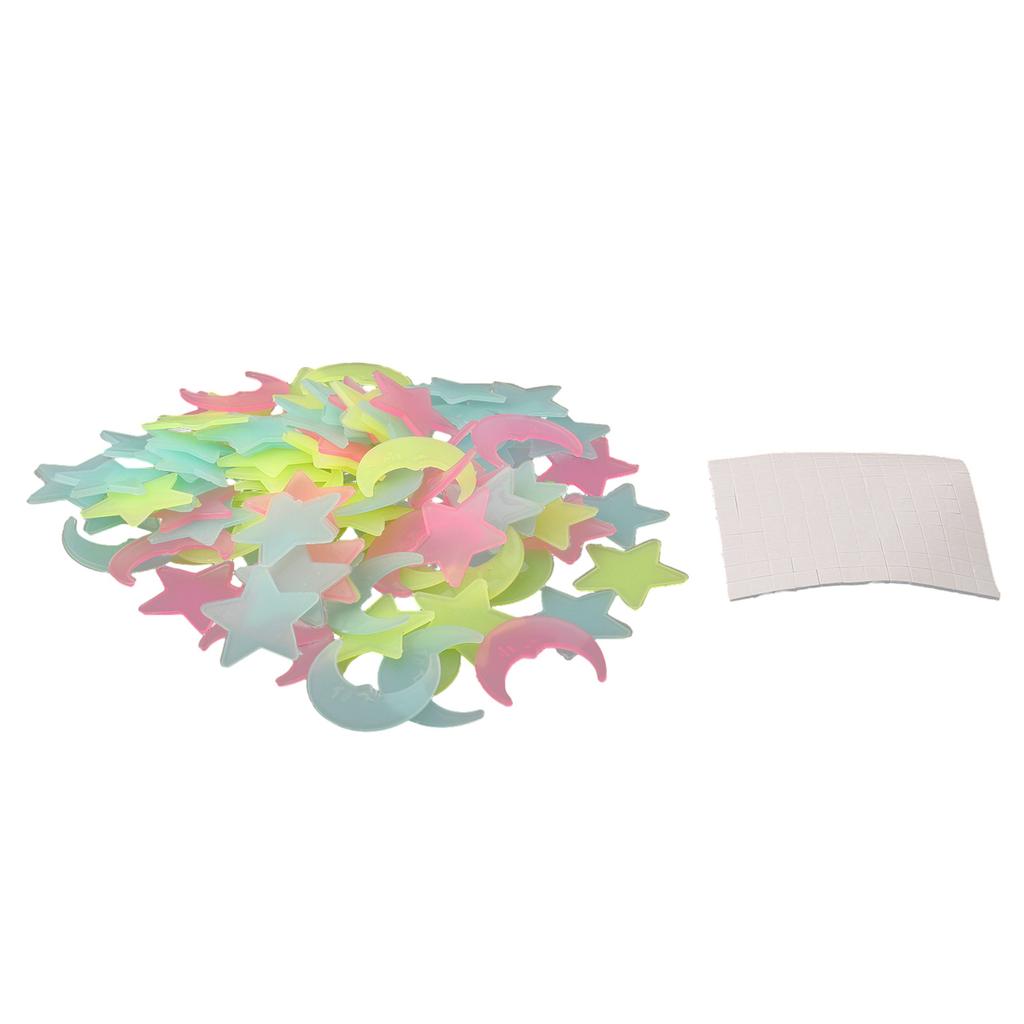 100pcs Stickers Moons Night Art Plastic Removable Bedroom Ceiling Space DIY Star Decal Stars Decor Fluorescent