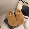 Кроличий мех французская сумка с плоским дном голова пушистые тапочки для женщин носить 2025 новый осень и зима одна педаль бархатные хлопковые тапочки