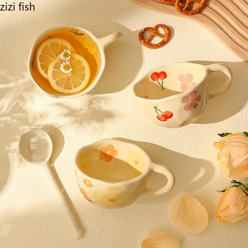 Креативный цветочный узор кружка для кофе керамическая кружка офисная кружка для сока молочная кружка ручной тип чашка для воды чайные чашки бытовые товары