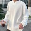 Men's Spring and Fall Long-sleeved V-neck Loose T-shirt Winter Thin Striped Bottoming Shirt