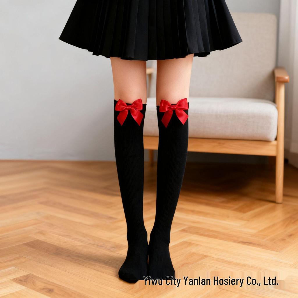 Европейские и американские бархатные носки с бантом до колена на Рождество