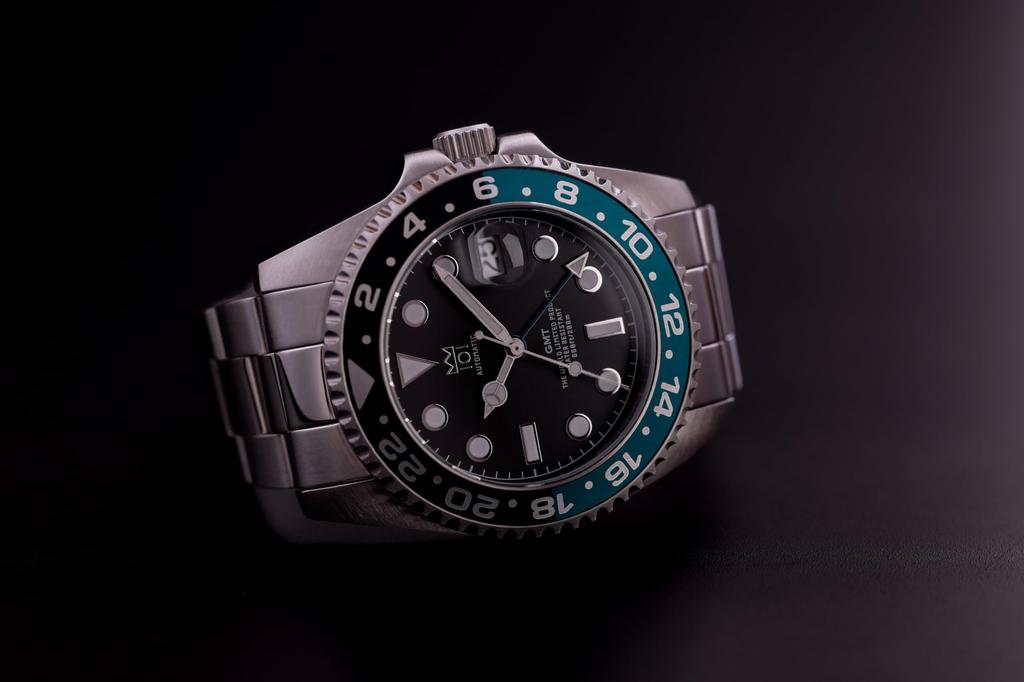 НОВАЯ модель АВТОМАТИЧЕСКИЕ ЧАСЫ Hyakuichi GMT Механические часы GMT Японский механизм Вращающийся безель 20 ATM Водонепроницаемые часы с функцией мирового времени Aqua x Black