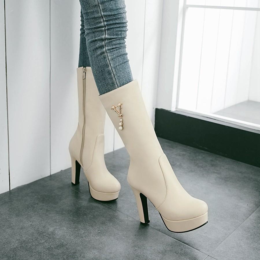 Женские короткие сапоги на высоком каблуке, новые осенне-зимние непромокаемые однотонные короткие ботинки на платформе и толстом каблуке