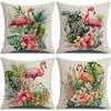 New Summer Tropical Green Plant Flamingo Imitation Hemp Pillow Case Sofa Pillow Living Room Decorative Cushion Cover