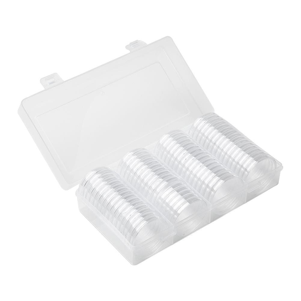 60 шт. 40 мм прозрачный круглый пластиковый контейнер для капсул для монет пустой ящик для хранения держатель