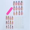 24-piece detachable fake nails with Japanese cartoon rainbow design, long nail tips