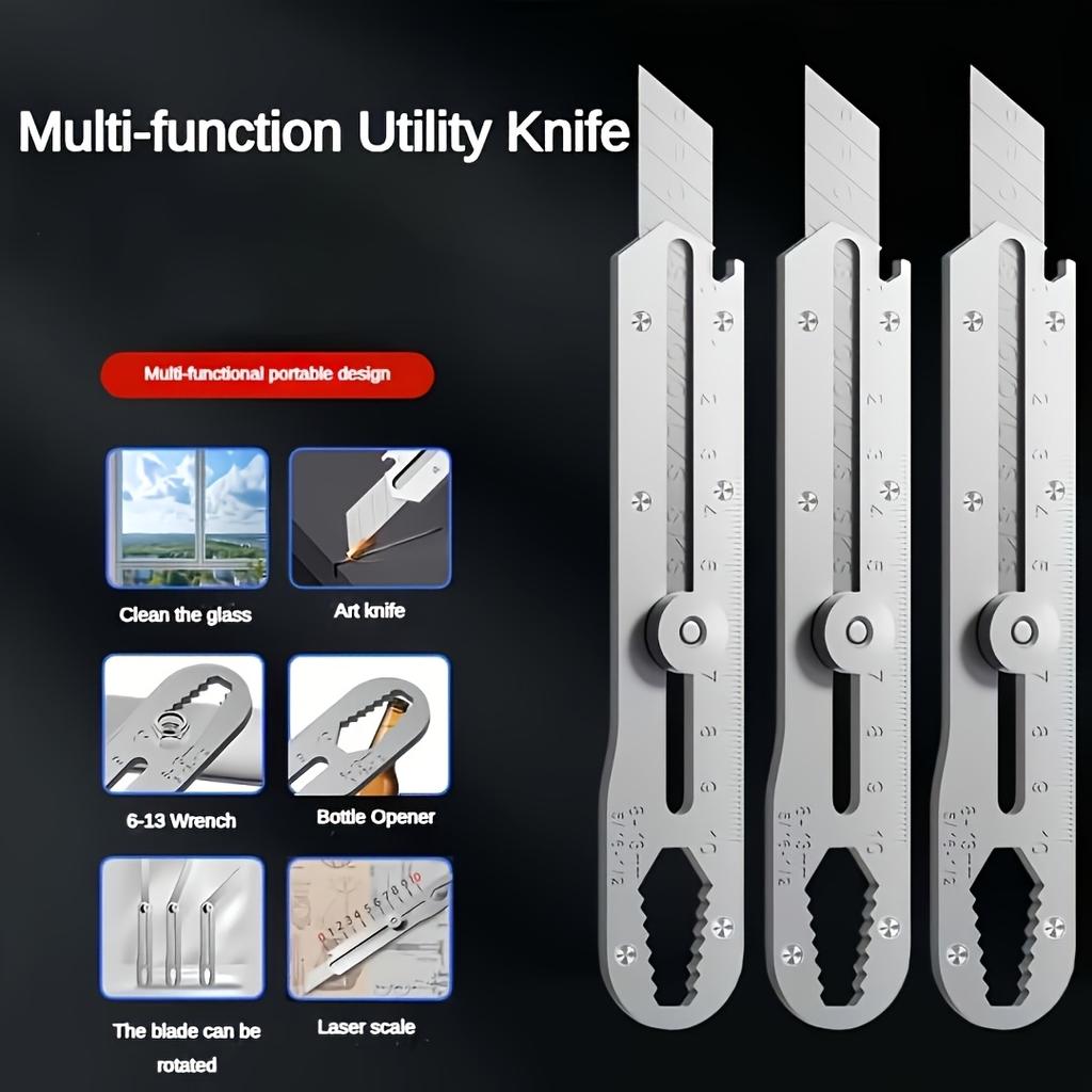 Durable Craftsmanship, Heavy-Duty Stainless Steel Utility Knife Handle, Non-Slip Grip, Foldable Art Knife Holder, Ideal for Wallpaper Cutting